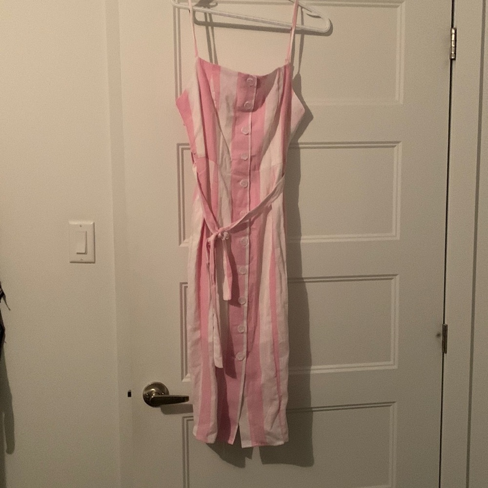 Light pink and white midi dress